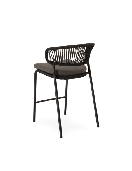 Taburete Alto Exterior ELLIS 68 cm, Metal / Cuerda Antracita