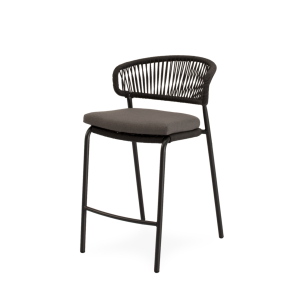 Taburete Alto Exterior ELLIS 68 cm, Metal / Cuerda Antracita - Vackart