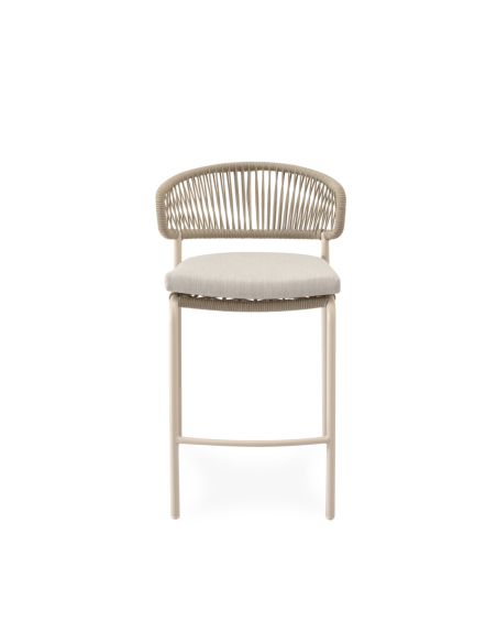 Taburete Alto Exterior ELLIS 68 cm, Metal / Cuerda Beige