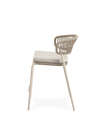 Taburete Alto Exterior ELLIS 68 cm, Metal / Cuerda Beige