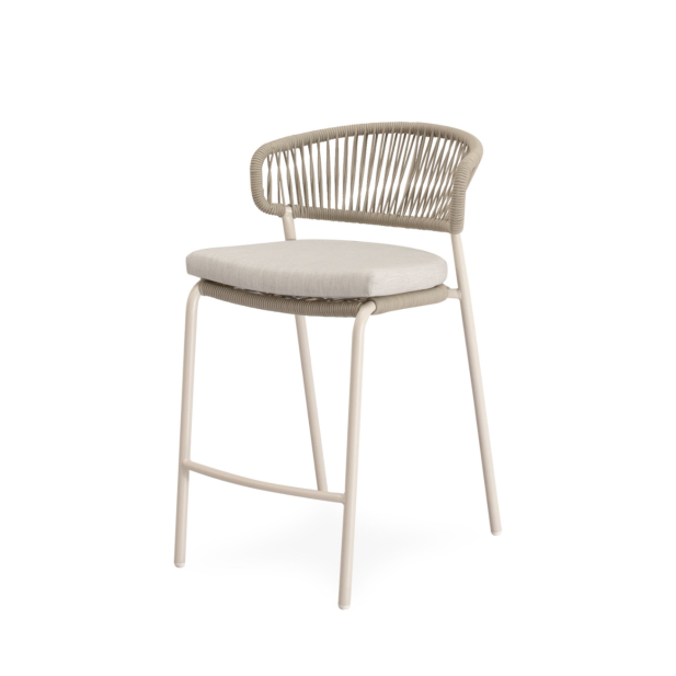 Taburete Alto Exterior ELLIS 68 cm, Metal / Cuerda Beige - Vackart