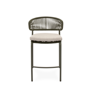 Taburete Alto Exterior ELLIS 68 cm, Metal / Cuerda Verde - Vackart 2