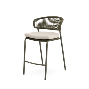 Taburete Alto Exterior ELLIS 68 cm, Metal / Cuerda Verde - Vackart