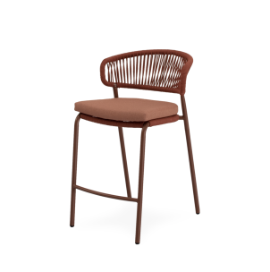 Taburete Alto Exterior ELLIS 68 cm, Metal / Cuerda Terracota - Vackart