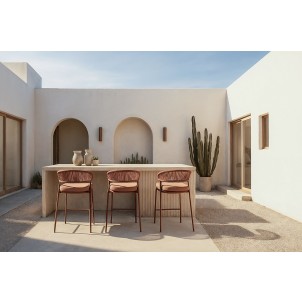 Taburete Alto Exterior ELLIS 68 cm, Metal / Cuerda Terracota - Vackart 2