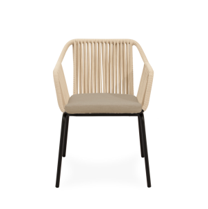Silla Exterior AMIA, Metal Negro / Cuerda Beige - Vackart 2