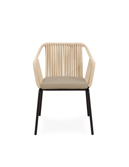 Silla Exterior AMIA, Metal Negro / Cuerda Beige