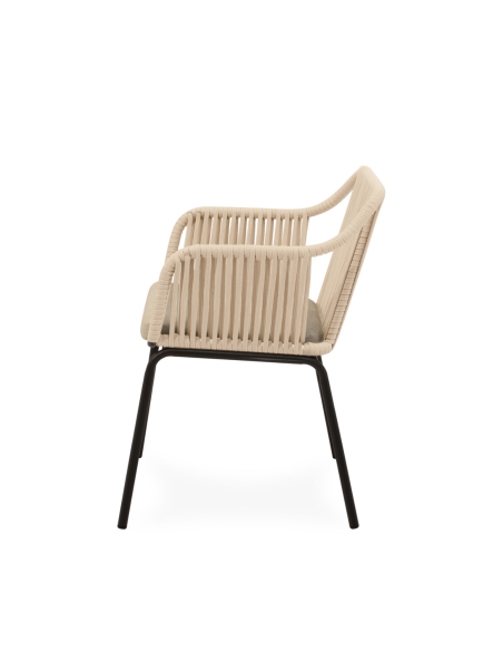 Silla Exterior AMIA, Metal Negro / Cuerda Beige