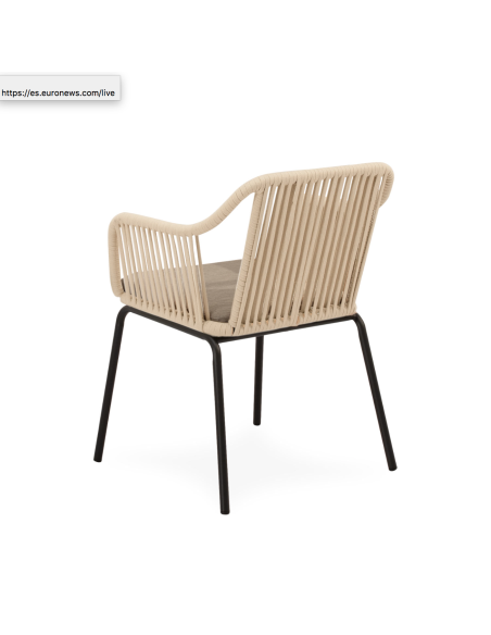 Silla Exterior AMIA, Metal Negro / Cuerda Beige