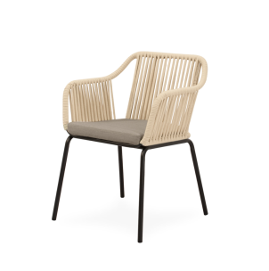 Silla Exterior AMIA, Metal Negro / Cuerda Beige - Vackart