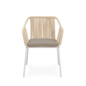 Silla Exterior AMIA, Metal Blanco / Cuerda Beige - Vackart 2