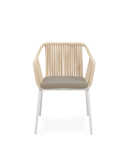 Silla Exterior AMIA, Metal Blanco / Cuerda Beige