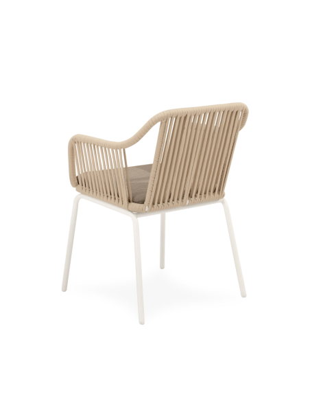 Silla Exterior AMIA, Metal Blanco / Cuerda Beige