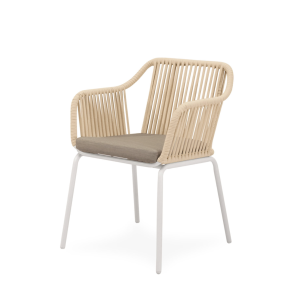 Silla Exterior AMIA, Metal Blanco / Cuerda Beige - Vackart
