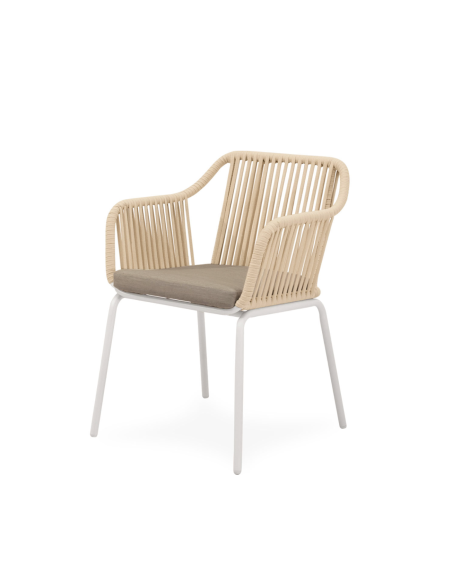 Silla Exterior AMIA, Metal Blanco / Cuerda Beige - Vackart