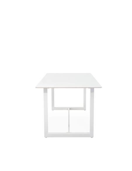 Mesa Exterior CAI 160x90 cm, de Comedor, Metal Blanco / Porcelánico Blanco