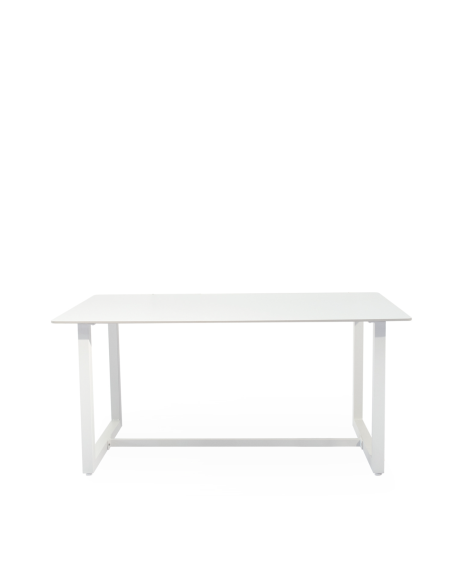 Mesa Exterior CAI 160x90 cm, de Comedor, Metal Blanco / Porcelánico Blanco