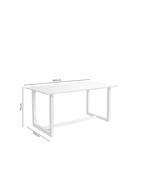 Mesa Exterior CAI 160x90 cm, de Comedor, Metal Blanco / Porcelánico Blanco