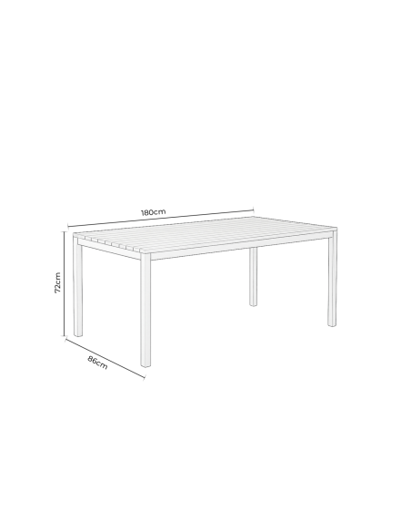 Mesa Exterior GYDA 180x86 cm, de Comedor, Metal Negro / Polimadera Natural