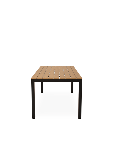 Mesa Exterior GYDA 180x86 cm, de Comedor, Metal Negro / Polimadera Natural