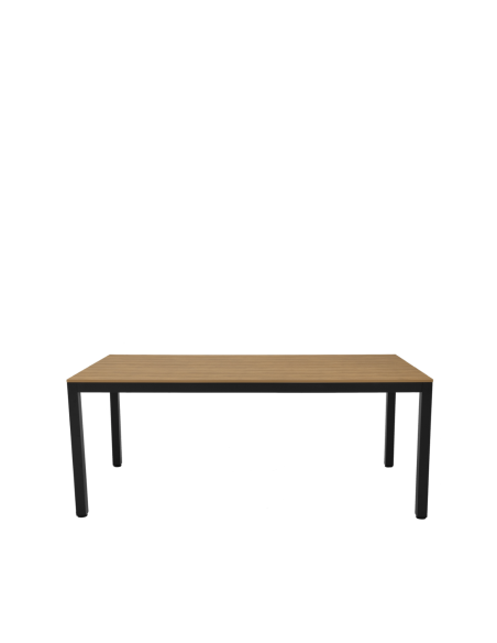 Mesa Exterior GYDA 180x86 cm, de Comedor, Metal Negro / Polimadera Natural