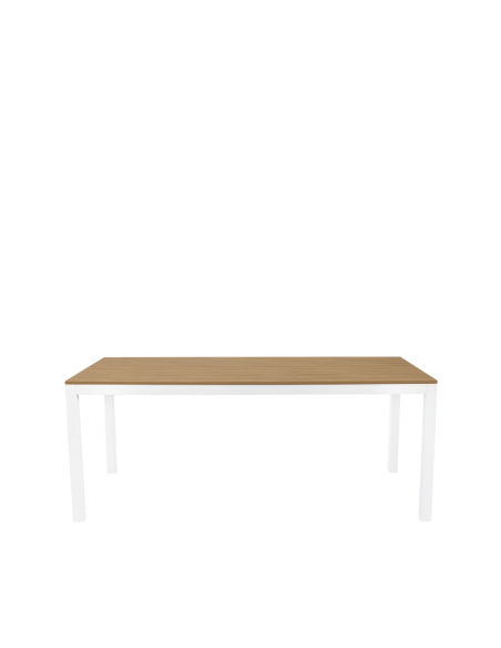 Mesa Exterior GYDA 180x86 cm, de Comedor, Metal Blanco / Polimadera Natural