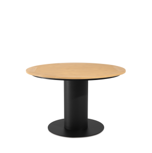 Mesa Ext IBEN Ø120 cm de Comedor, Metal Negro/Polimadera Nat - Vackart