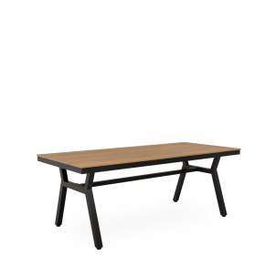 Mesa Ext KAJA 200x88cm de Comedor, Metal Negro/Polimadera Nat- Vackart