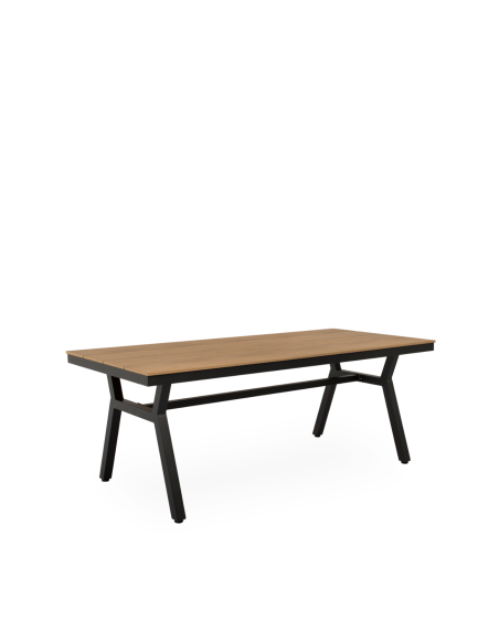 Mesa Ext KAJA 200x88cm de Comedor, Metal Negro/Polimadera Nat- Vackart