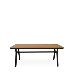 Mesa Ext KAJA 200x88cm de Comedor, Metal Negro/Polimadera Nat- Vackart 2
