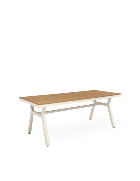 Mesa Ext KAJA 200x88cm de Comedor, Metal Beige/Polimadera Nat- Vackart