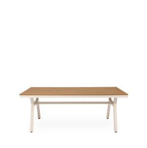 Mesa Ext KAJA 200x88cm de Comedor, Metal Beige/Polimadera Nat- Vackart 2