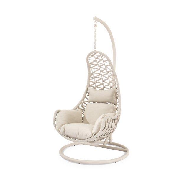 Sillón Colgante Ext MYNTE, Metal / Ratán Sintético Beige - Vackart