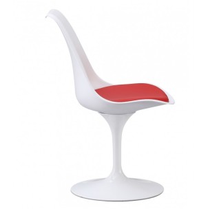 Silla TULIP blanca, cojín rojo, Inspiración Tulip Chair de Eero Saarinen 2