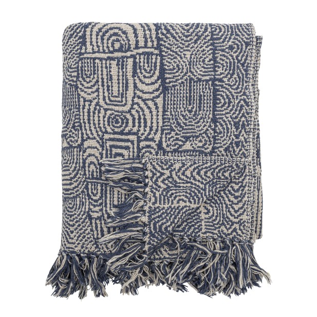 Manta BRESSO 160x130cm, Algodón Reciclad/Azul- Bloomingville; 82066398