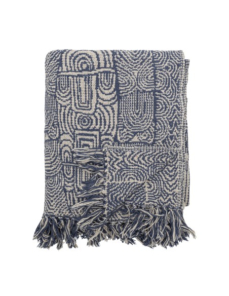 Manta BRESSO 160x130cm, Algodón Reciclad/Azul- Bloomingville; 82066398