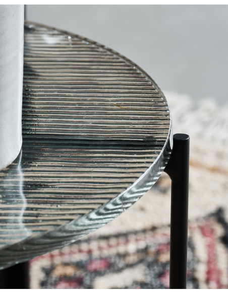 Mesa Auxiliar TAMU, Metal Negro / Cristal - House Doctor