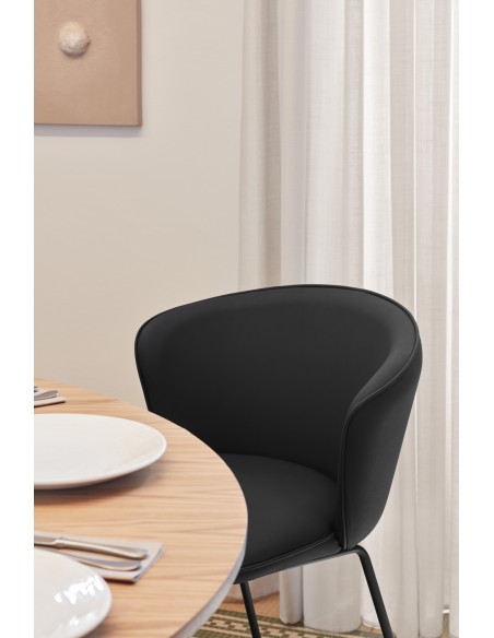 Silla ADD, PU Negro / Metal Negro - Teulat