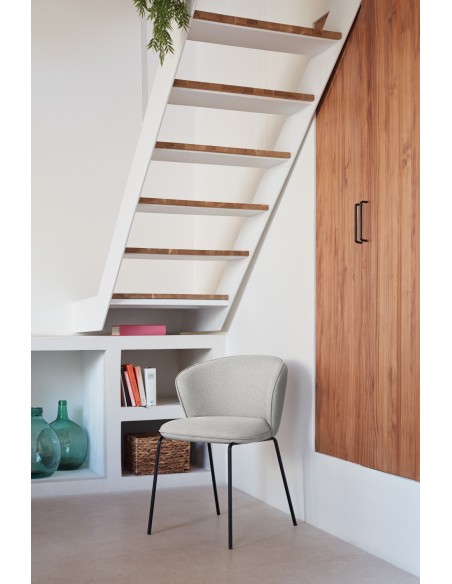 Silla ADD, Textil Gris Claro / Metal Negro - Teulat