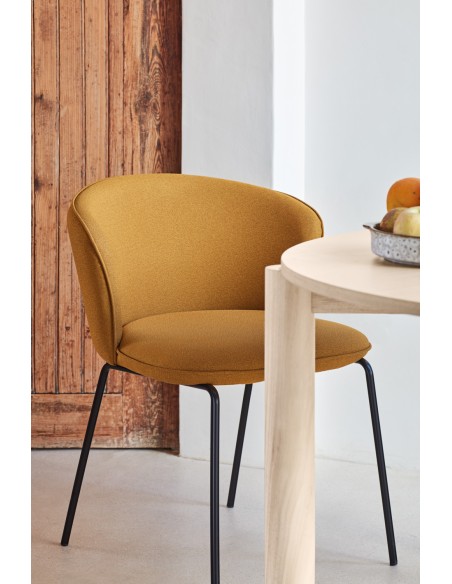 Silla ADD, Textil Mostaza / Metal Negro - Teulat