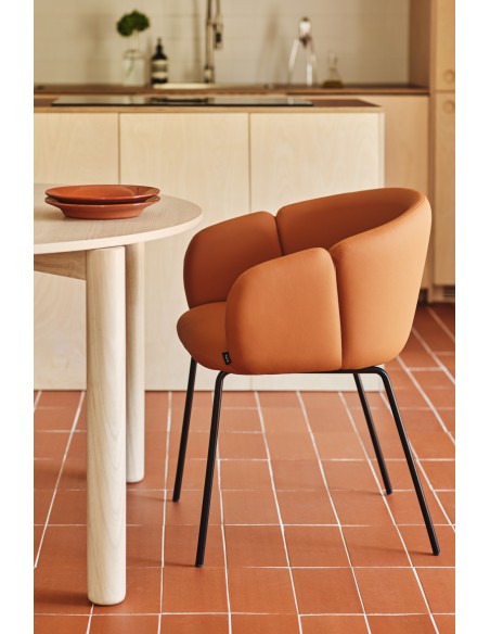 Silla con Brazos ADD, PU Terracota / Metal Negro - Teulat