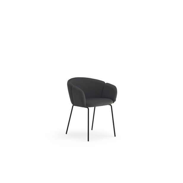 Silla con Brazos ADD, PU Negro/Metal Negro - Teulat; Vackart; 16465_TE