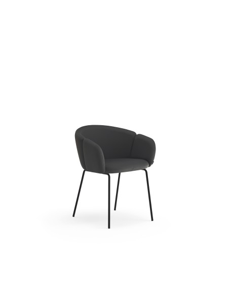 Silla con Brazos ADD, PU Negro/Metal Negro - Teulat; Vackart; 16465_TE