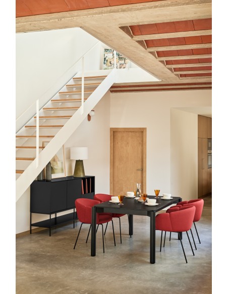 Silla con Brazos ADD, Textil Caldera / Metal Negro - Teulat