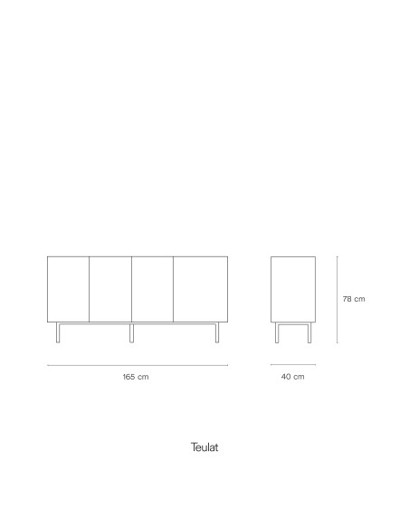 Aparador ARISTA 165 cm, Burdeos / Roble - Teulat