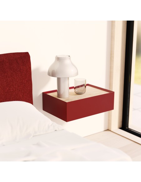 Mesita de Pared ARISTA, Burdeos / Roble - Teulat