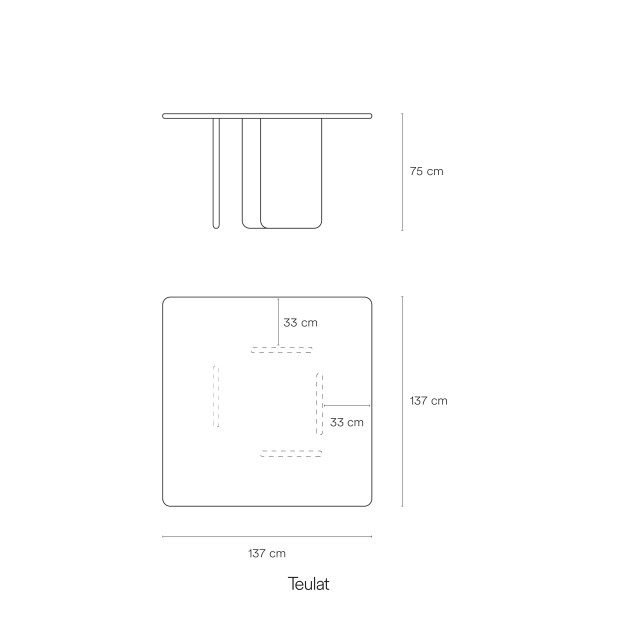 Mesa Cuadrada ARQ 137 cm, Negro - Teulat