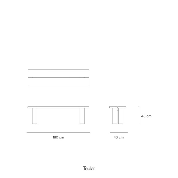 Banco BANDA 180 cm, Natural - Teulat