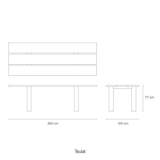 Banco BANDA 260 cm, Natural - Teulat