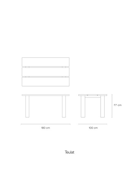 Mesa Rectangular BANDA 180x100 cm, Natural - Teulat
